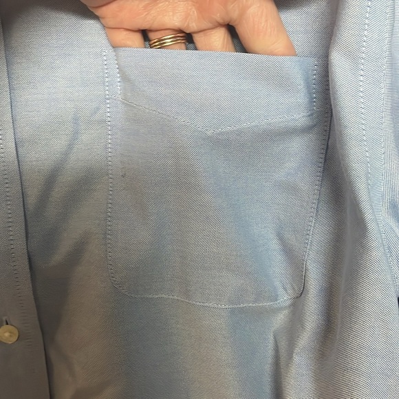 Lands' End Size 17-33 Blue Long Sleeve Traditional Fit Button Down Shirt - Picture 3 of 8